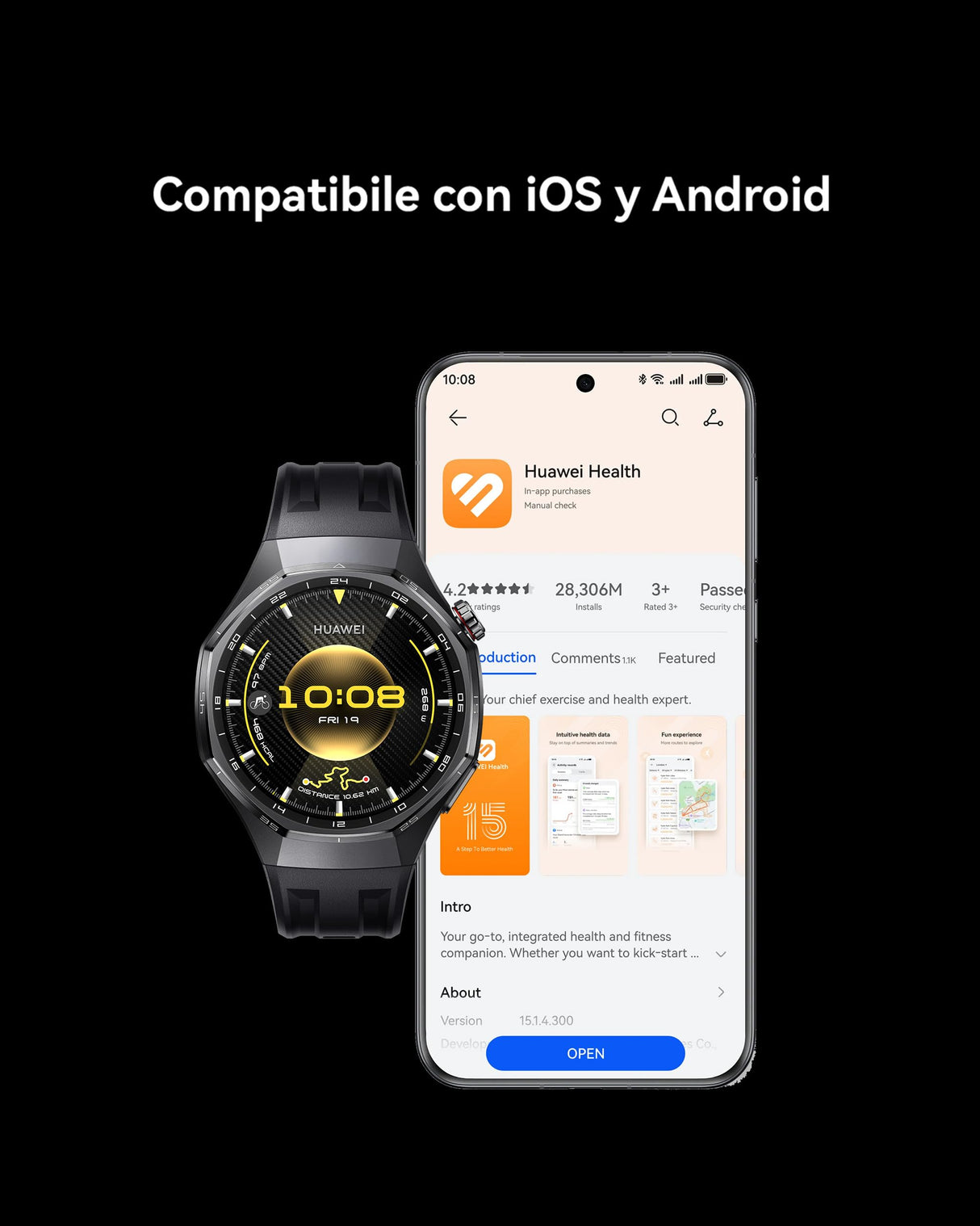 HUAWEI Watch GT 6 Pro 46mm GPS Smartwatch 1.47''AMOLED Pantalla Táctil, hasta 21 Días de Autonomía, Ciclismo Nivel Profesional, NFC, iOS Android Compatible, Análisis ECG, Monitoreo de Salud, Marrón