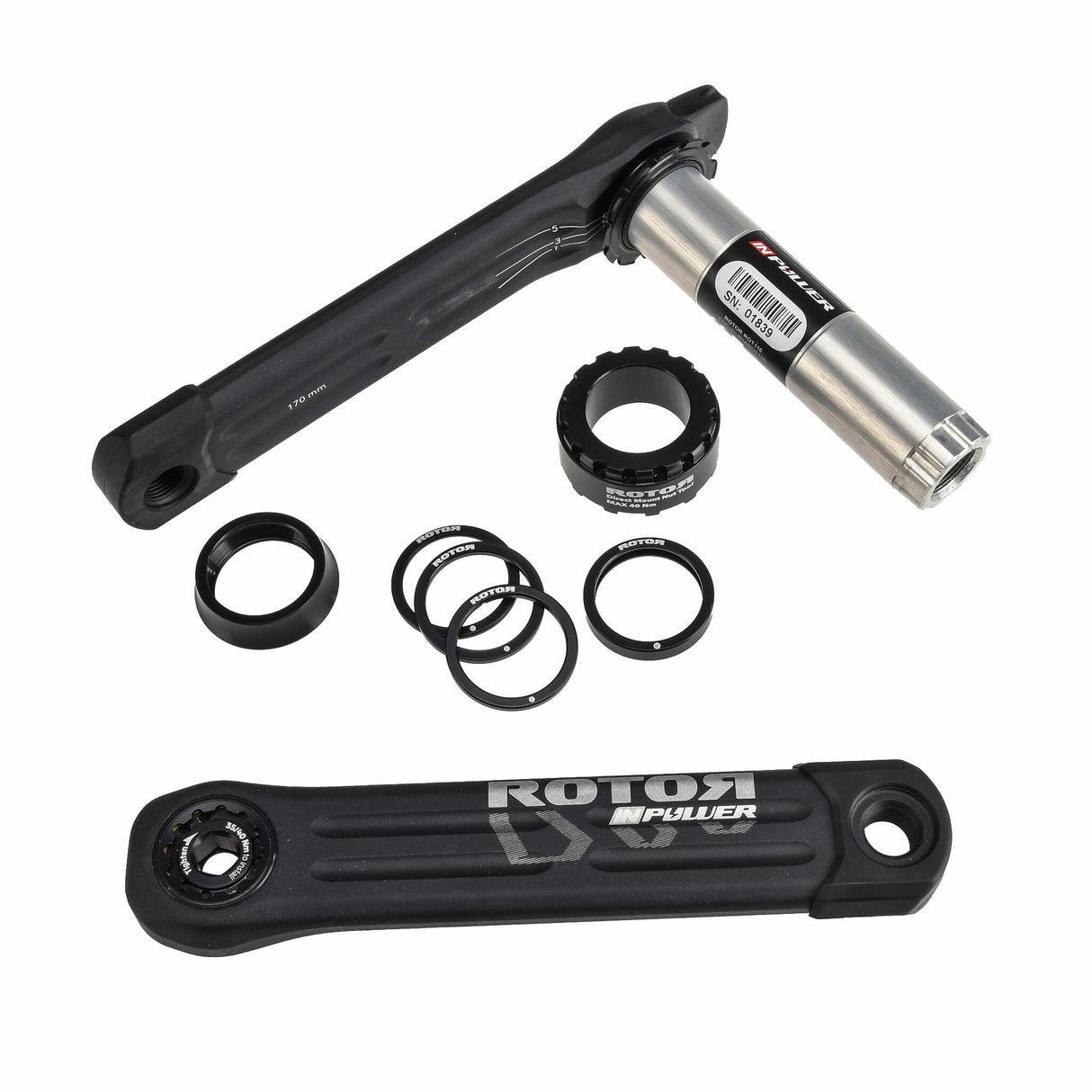 R Rotor Bike Components Rotor Inpower MTB DM 170mm Manivelas de vataje, Unisex Adulto, Negro