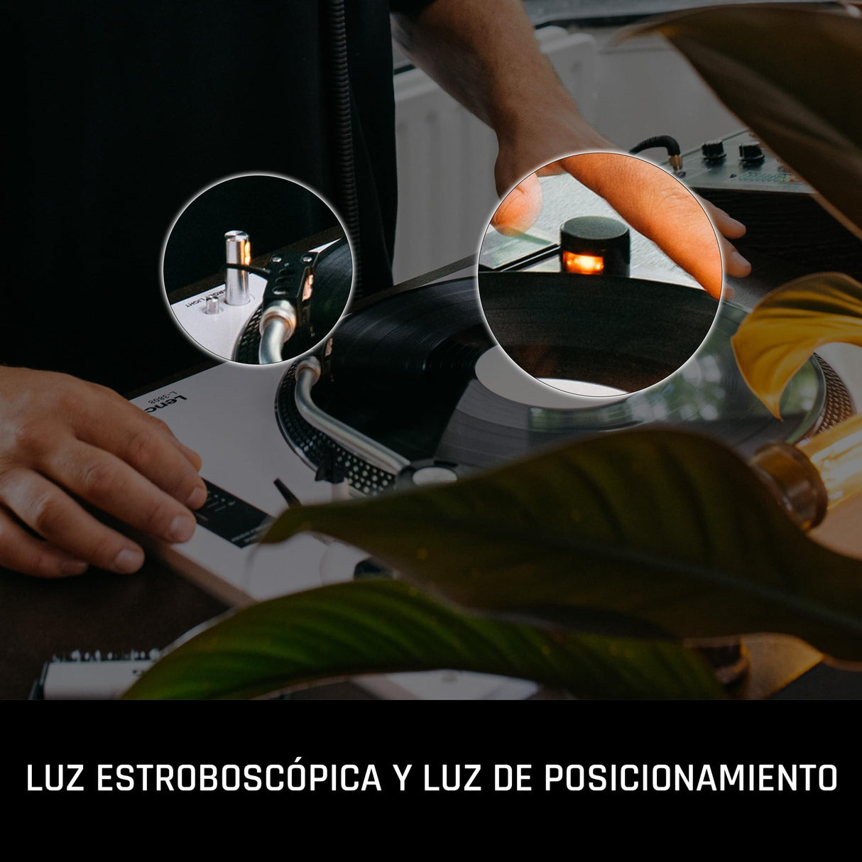 Lenco L-3808 Tocadiscos USB DJ con Direct Drive - 33/45 rpm, sistema de captación magnética, iluminación de aguja y digitalización para PC, Negro