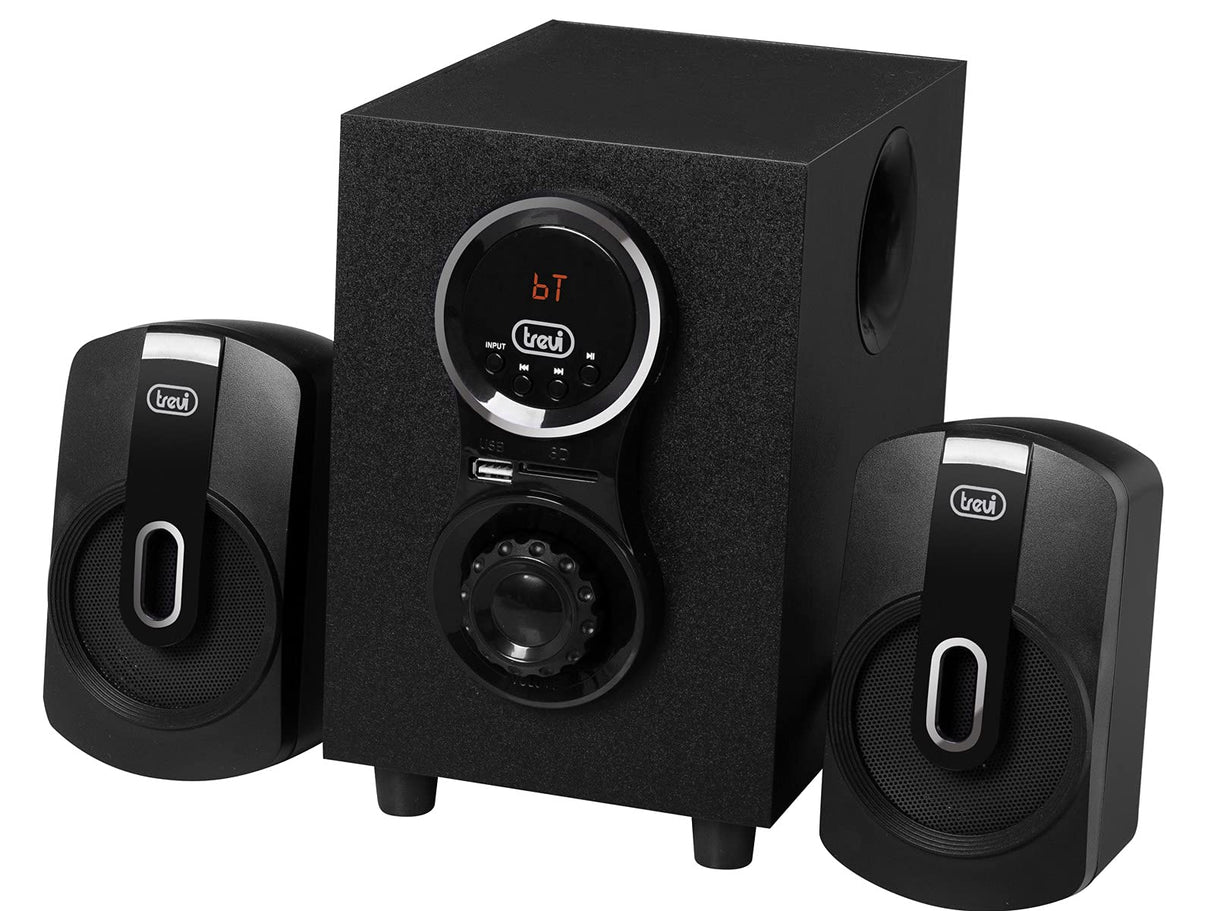 Trevi AVX 615 BT Altavoces Amplificados 30W con Subwoofer Amplificado, Altavoces Bluetooth con Bass Reflex, Altavoces 2.1 con USB, Micro SD, AUX-IN, RCA, MP3, Móvil de Madera de Tamaño Compacto