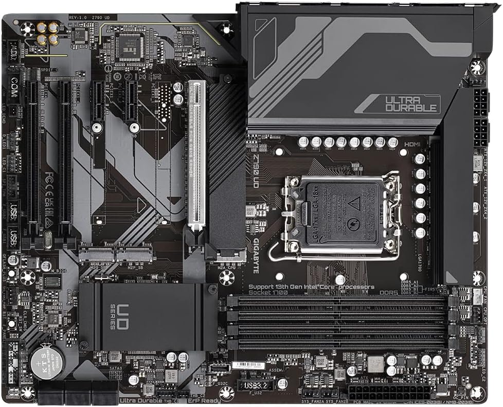 GIGABYTE Z790 UD Motherboard - Compatible with Intel Core 14th CPUs, 16+1+1 Phases Digital VRM, up to 7600MHz DDR5 (OC), 3xPCIe 4.0 M.2, 2.5GbE LAN, USB 3.2 Gen 2x2