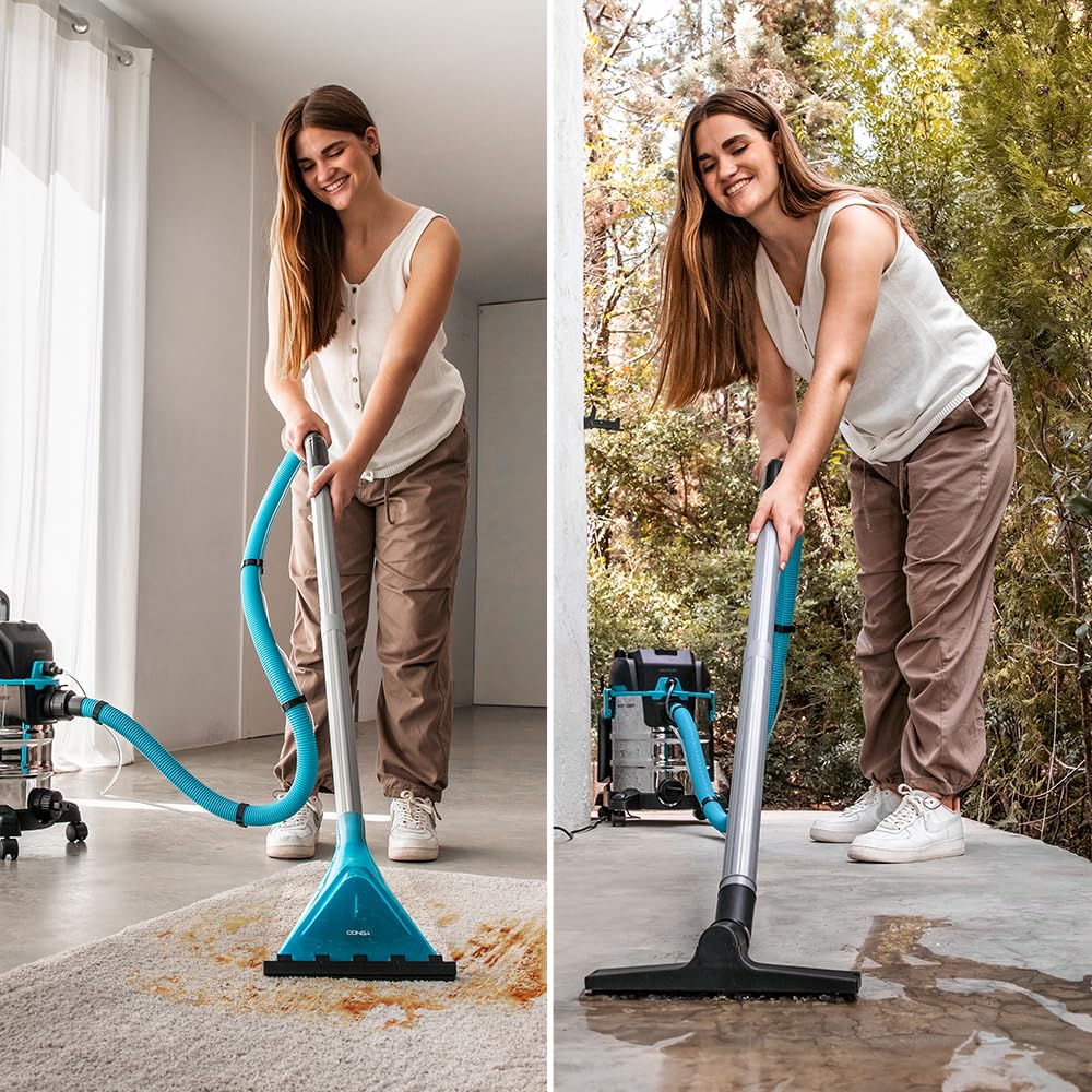 Cecotec Aspirador de Sólidos, Líquidos y Tapicerías Conga CarpetClean 20000 Pro. 1400 W, 22kPa, Gran Tamaño, 2 Tanques de 4 y 20 litros, Pulverizador, Radio de Acción 7 m, Filtro HEPA, Accesorios