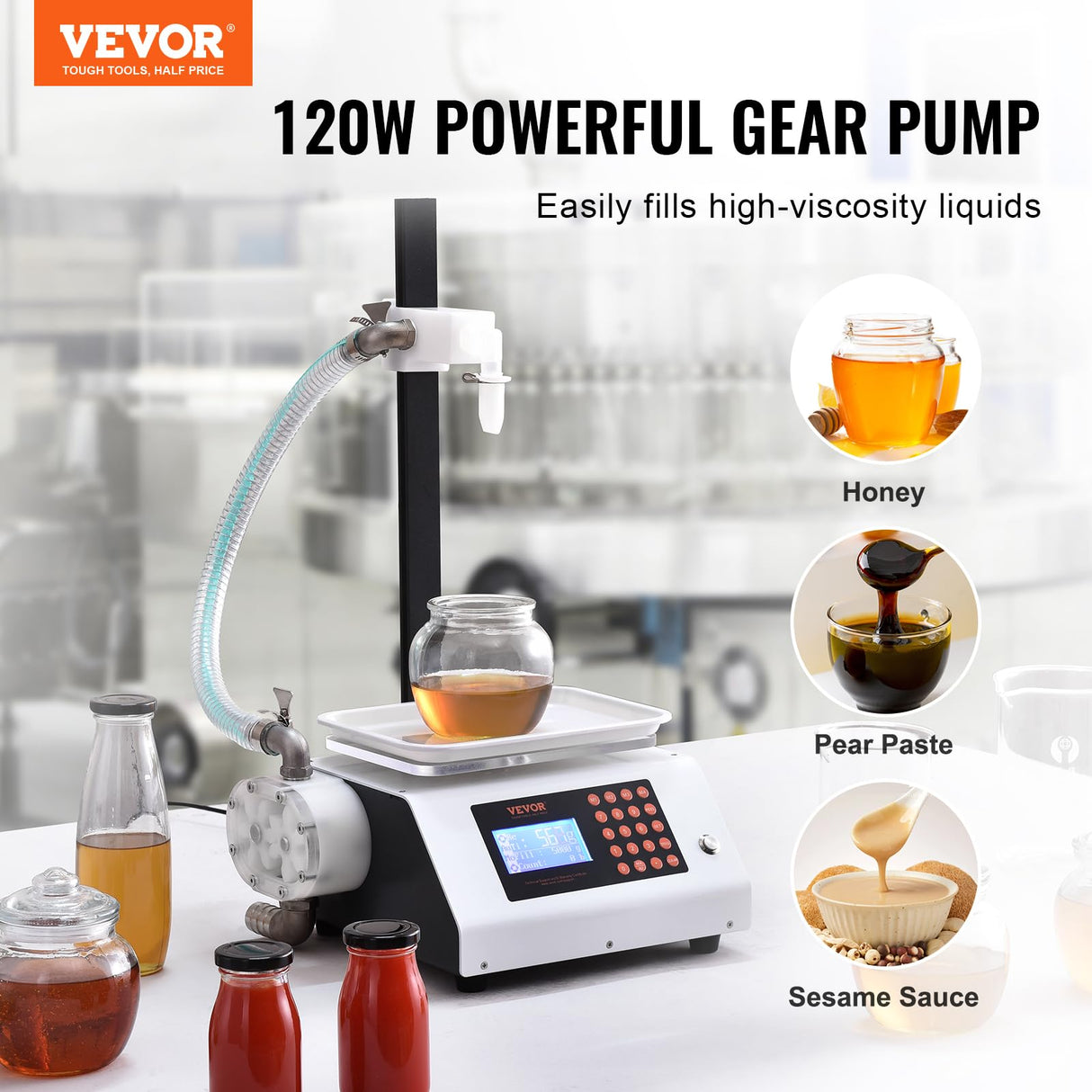 VEVOR Máquina Automática de Llenado de Líquidos Capacidad de Pesaje 50-5000 g Llenadora de Botellas Bomba Peristáltica de Control Digital para Leche, Agua, Vino, Bebidas, Salsa de Soja, Boquilla Única