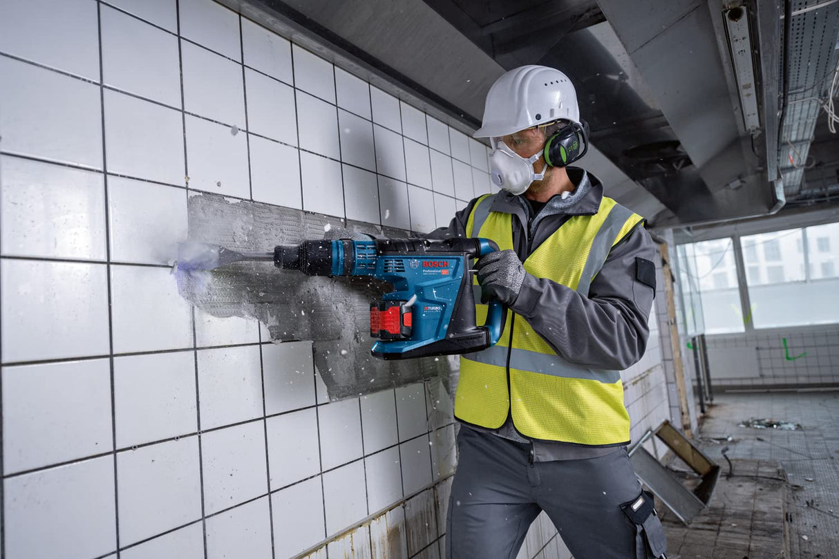 Bosch Professional BITURBO GBH 18V-40 C - Martillo perforador a batería (Brushless, 18V, 9,0 J, Ø máx. hormigón 40 mm, SDS max, 2 baterías ProCORE 5.5Ah, en XL-BOXX)