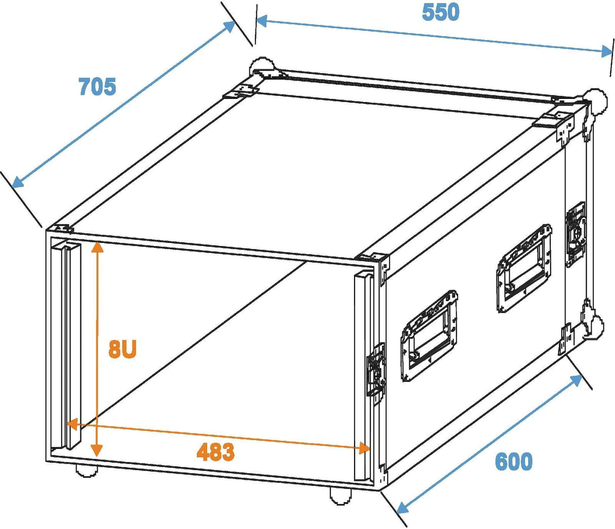 Roadinger 059.510 titular amplificador flight case PR-2ST 8U 57 cm Negro