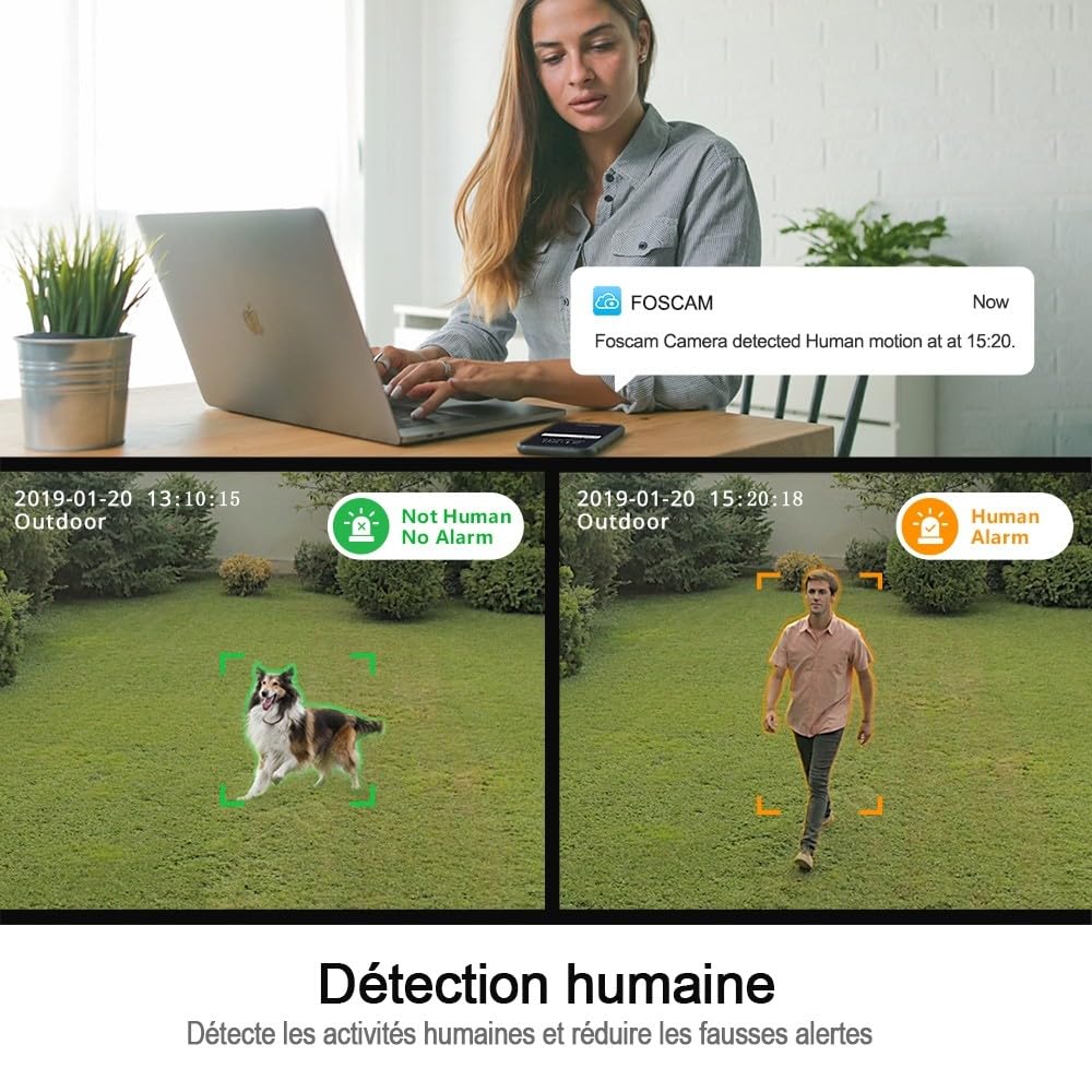 Foscam D4Z-B – Cámara IP Wi-FI Exterior motorizada 4MP – Zoom óptico x4 – Detección de Movimiento Inteligente 1 Unidad (Paquete de 1) Negro