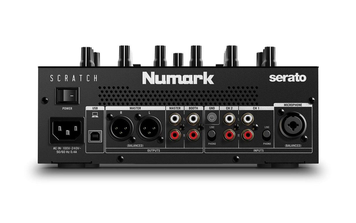 Numark Scratch - Mezclador de DJ, dos canales scratch para Serato DJ Pro, Crossfader Innofader, licencia DVS, 6 selectores de efectos de acceso directo, performance pads, 24 bits calidad de sonido