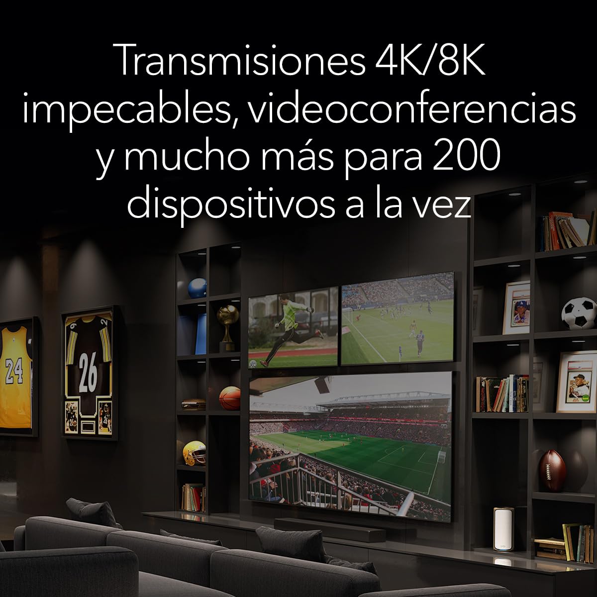 Netgear Orbi Satélite Mesh Adicional WiFi 7 Serie 970 Quad-Band RBE970 | Funciona con Orbi RBE972S y RBE973S |amplía la Cobertura up to 300 m2s |BE27000 802.11be (hasta 27Gbps)