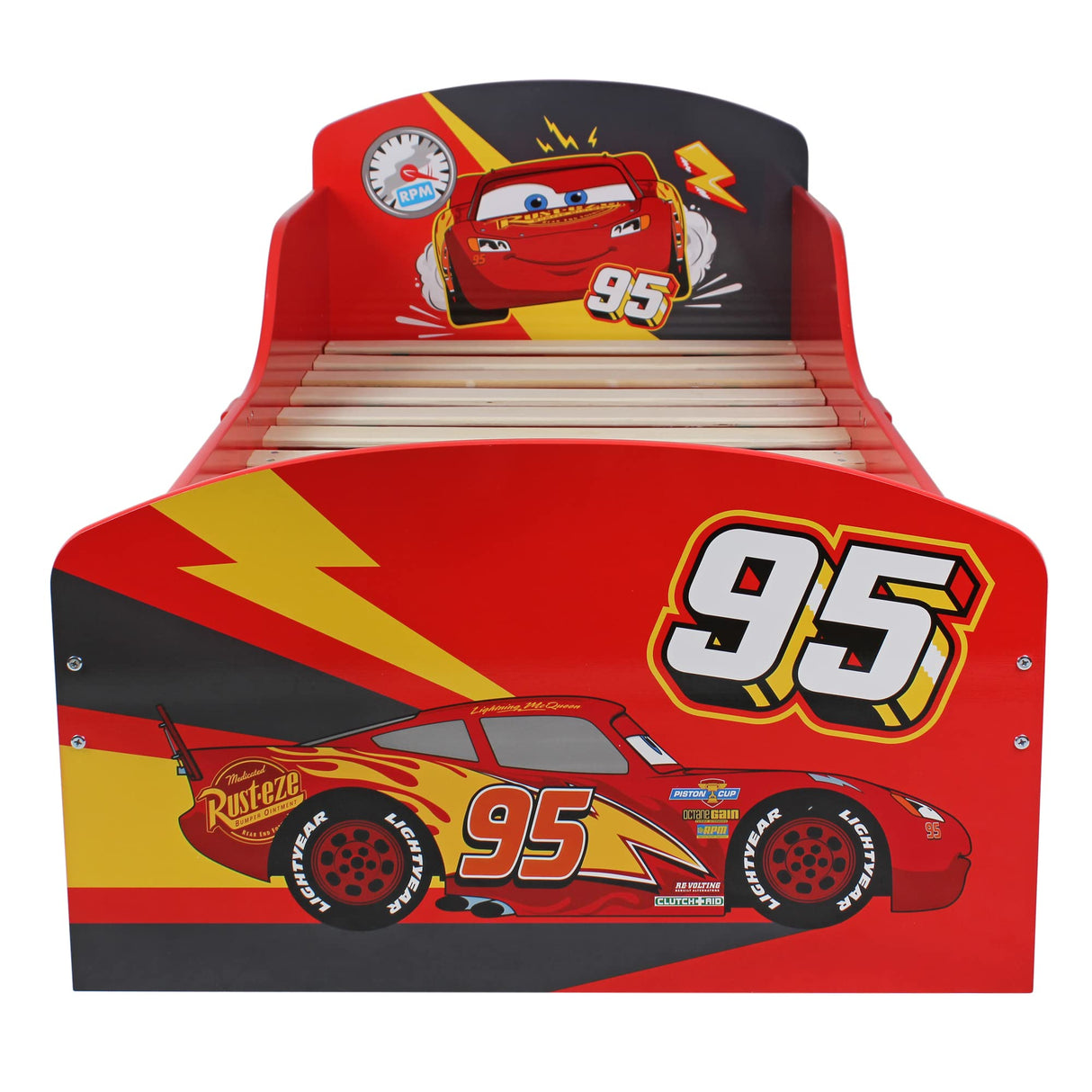 Disney Lightning McQueen Toddler Cama con almacenaje, Engineered Wood, Red, Small