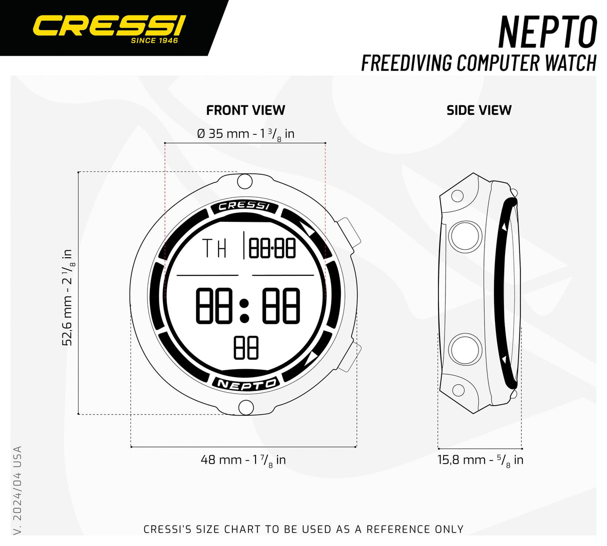 Cressi Nepto Watch Computer Reloj de computadora Freediving, Unisex, Verde, Talla única