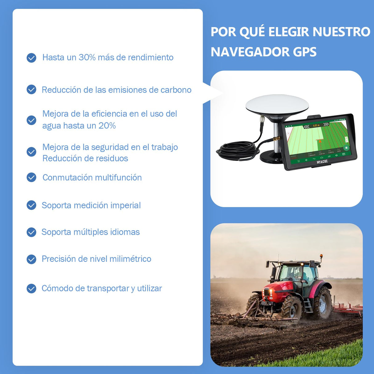 Navegador Agrícola GPS para Tractor de 7 Pulgadas Adecuado para Labranza y Siembra de Actividades Agrícolas Navegador GPS de Posicionamiento Automático