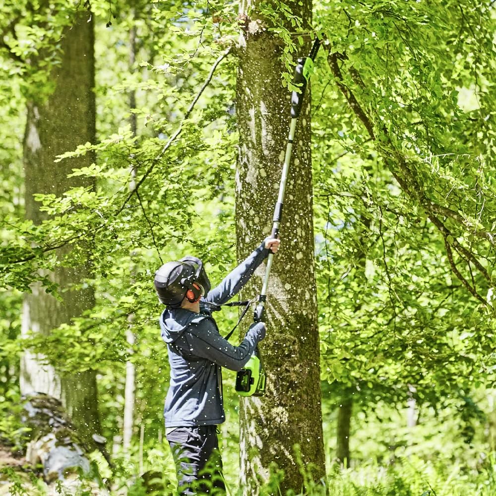 Greenworks 60V 25cm Sierra de palo inalámbrica, 2,81 m de longitud de acero, mini motosierra eléctrica Gen 2 con suministro automático de aceite, velocidad de cadena de 13 m/s, solo herramientas