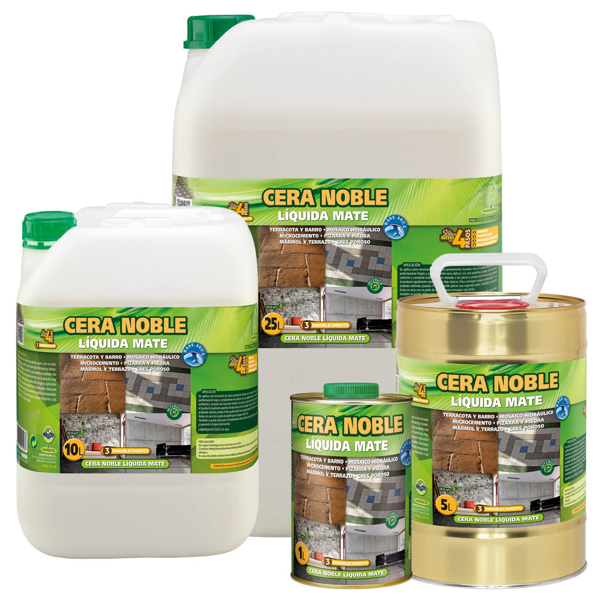 Monestir Cera Noble Líquida Mate para encerado de barro y suelos de Terracota, mármol envejecido y mosaico hidráulico 10L