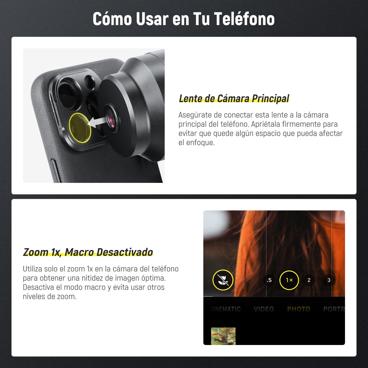 NEEWER HD 65mm Telefoto Phone Camera Lens con Parasol Solo para 17mm Rosca Placa Trasera Phone Cage Case, 1,7X Zoom Accesorio Lente Compatible con iPhone 16, 15, S25, S24 Ultra, Android, LS-66