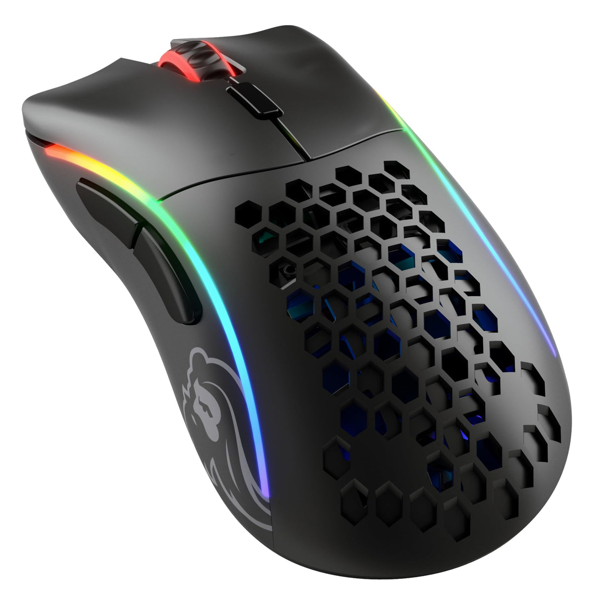 Glorious Gaming Model D- (Pequeño) Wireless Ratón Gaming inalámbrico - 67 g superligero, diseño Colmena, RGB, ergonómico, sin Lag 2,4 GHz inalámbrico, hasta 71 Horas de batería - Negro Mate