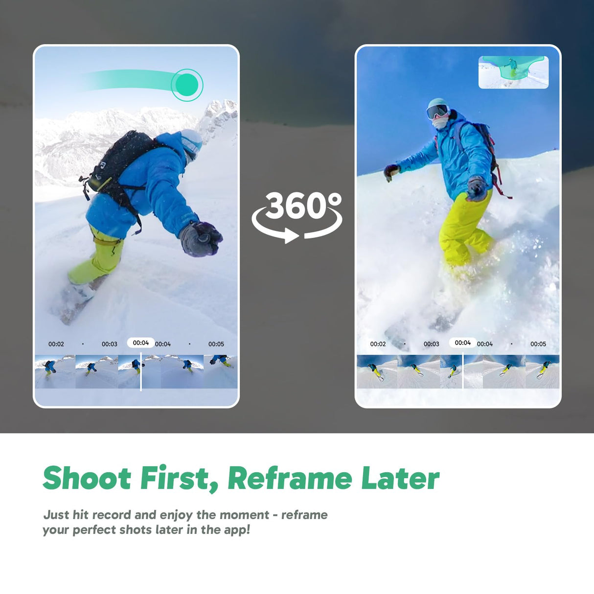 AKASO 360 Cámara de acción 360 Kit de Creadores, con 64GB Tarjeta de Memoria Sensor de 1/2", 5.7K 360, Fotos 72MP, Pantalla táctil de 2.29", Cámara Deportiva 360, Palo Selfie Invisible