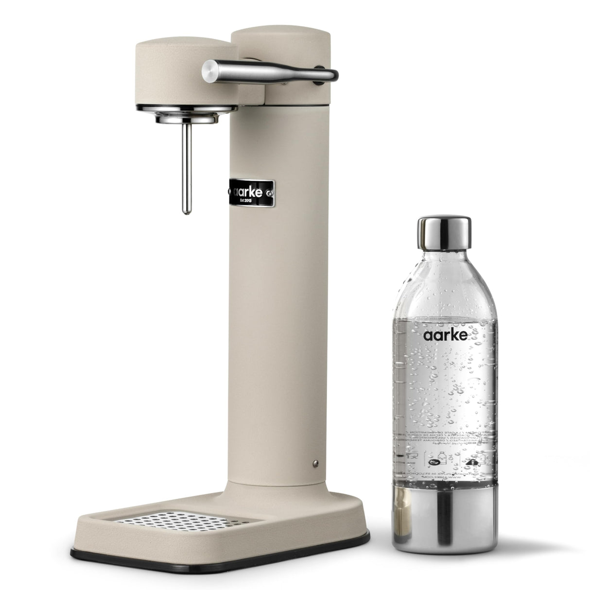 Aarke Carbonator 3, Máquina para hacer Agua con Gas en Acero Inoxidable, incluye Botella 800ml, Edición Especial Sand