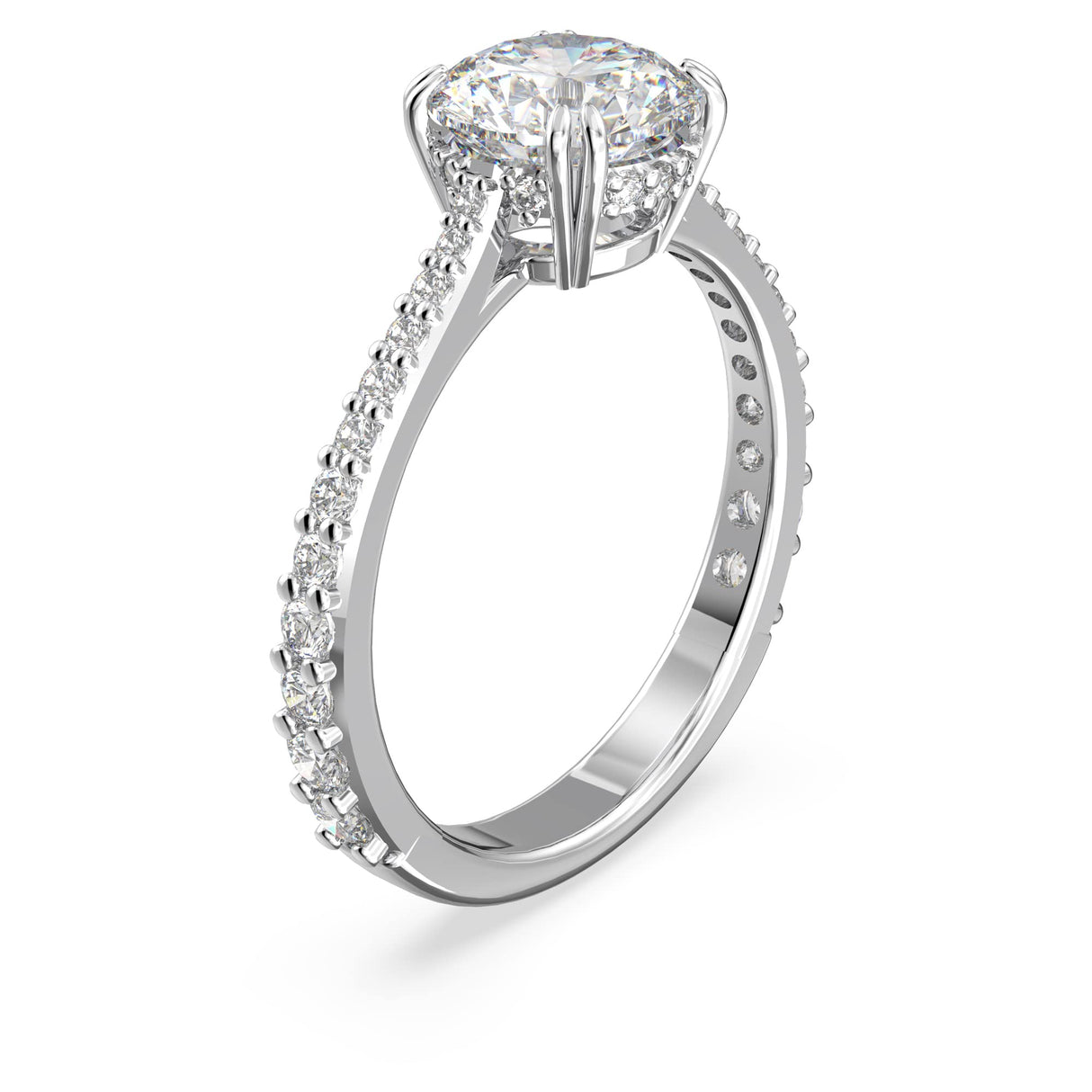 Swarovski Anillo Stilla, Conjunto (2), Talla redonda, Blanco, Baño de rodio