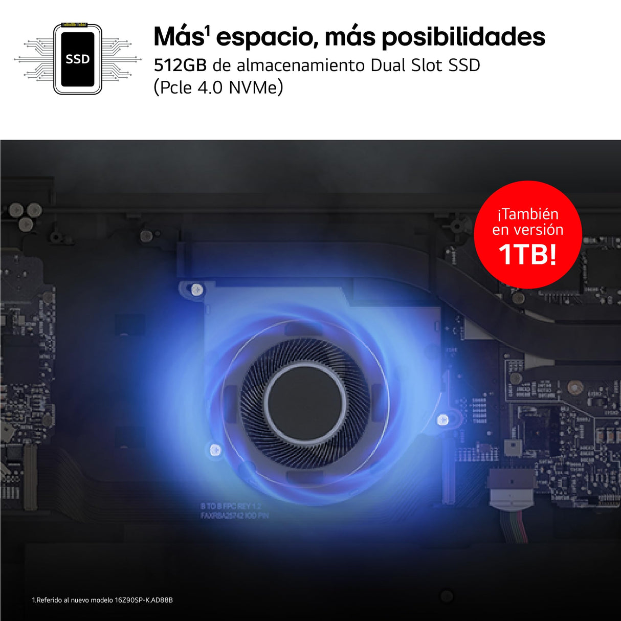 LG Gram Pro 16Z90SP-K.AA75B - Portátil Ultraligero de 40.6 cm (16") 2880x1800, Panel OLED Antirreflejo, Intel® Core™ Ultra 7, 16 GB RAM, 512GB SSD, 1,199 g, Batería 21.5 h, Windows 11, Negro Obsidiana