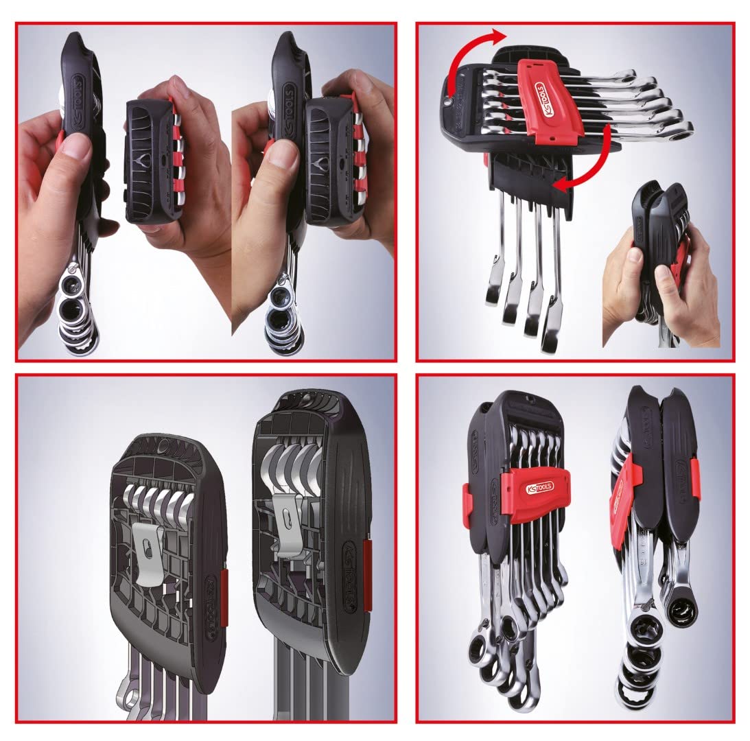 KS Tools 503.5950 Llave combinada de carraca DUO GEARplus® con función de carraca en la llave fija, conmutable, 10 pzs