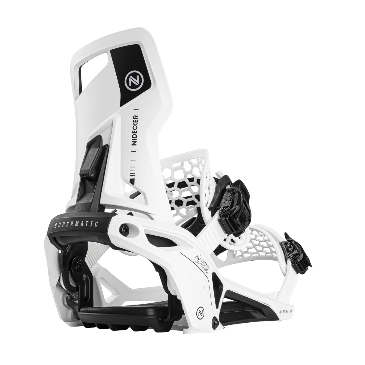 Nidecker Supermatic encuadernaciones de Snowboard, Unisex, Blanco, M (4.5-8.5)