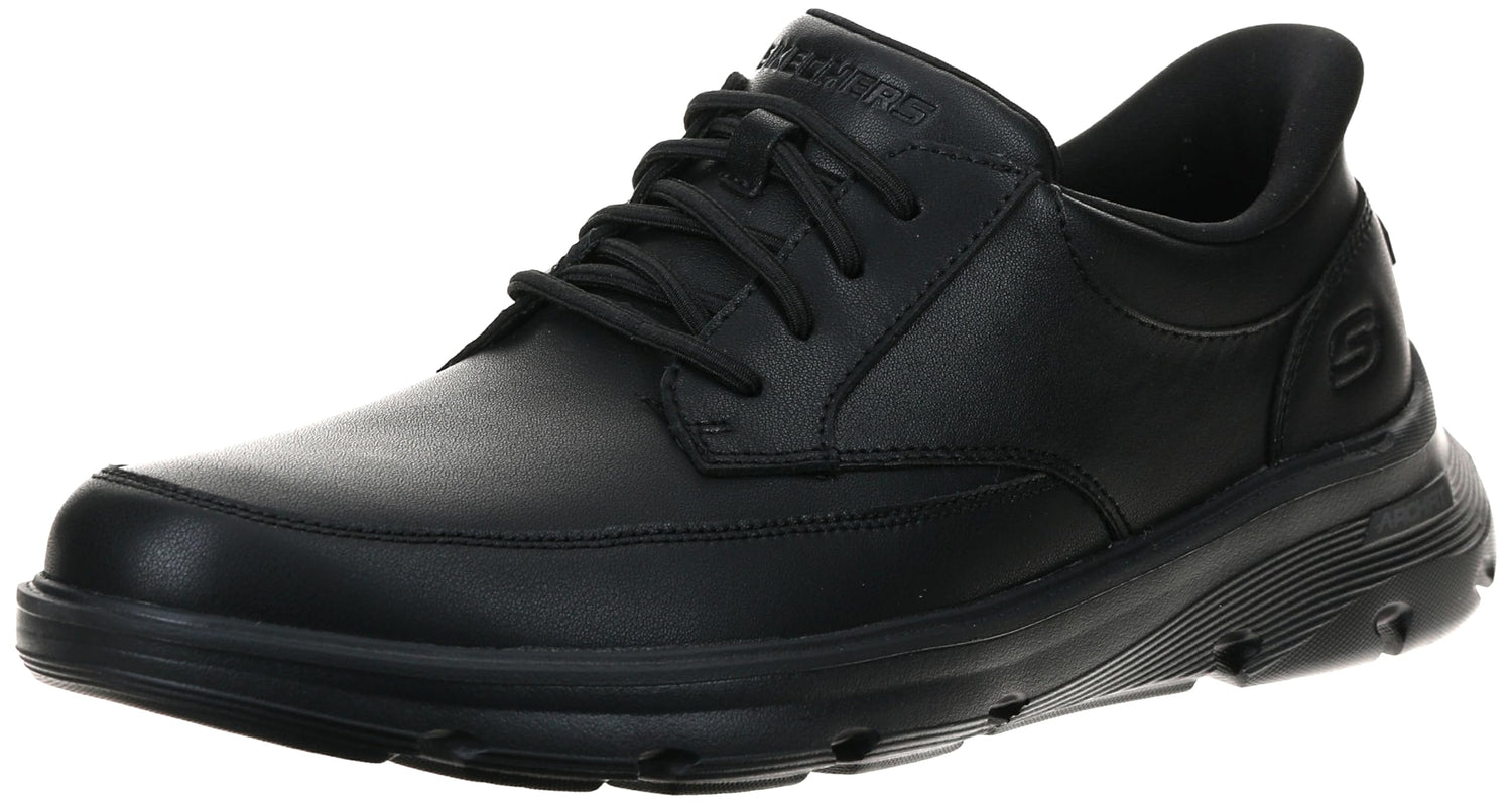 Skechers Arch Fit Garza Rowan, Zapatillas Hombre, Black Leather/Synthetic, 43 EU