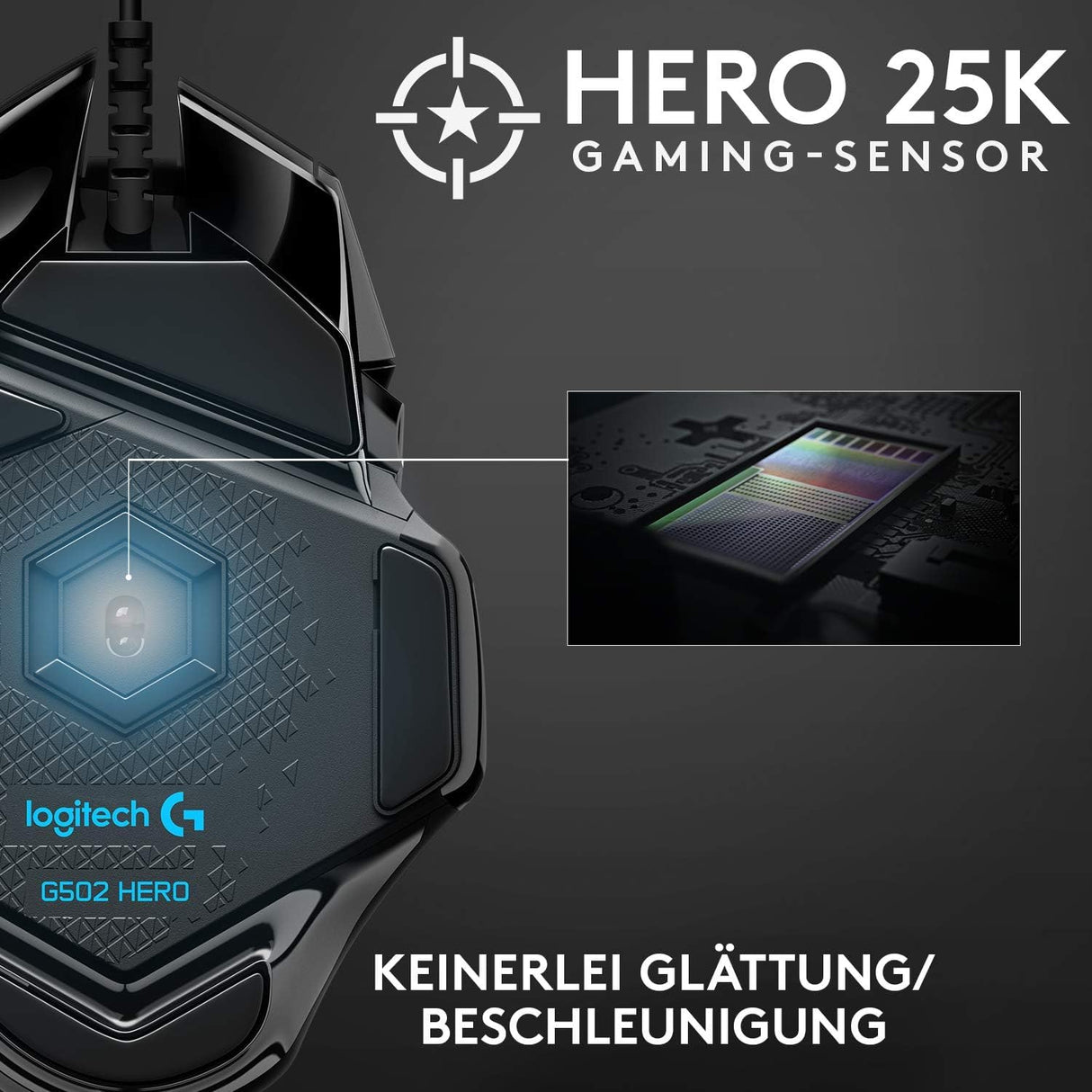 Logitech G 502 Hero - Ratón para Videojuegos de Alto Rendimiento, Sensor óptico Hero 25600 dpi + Teclado Logitech G213 Prodigy para Gaming, diseño alemán QWERTZ, Color Negro