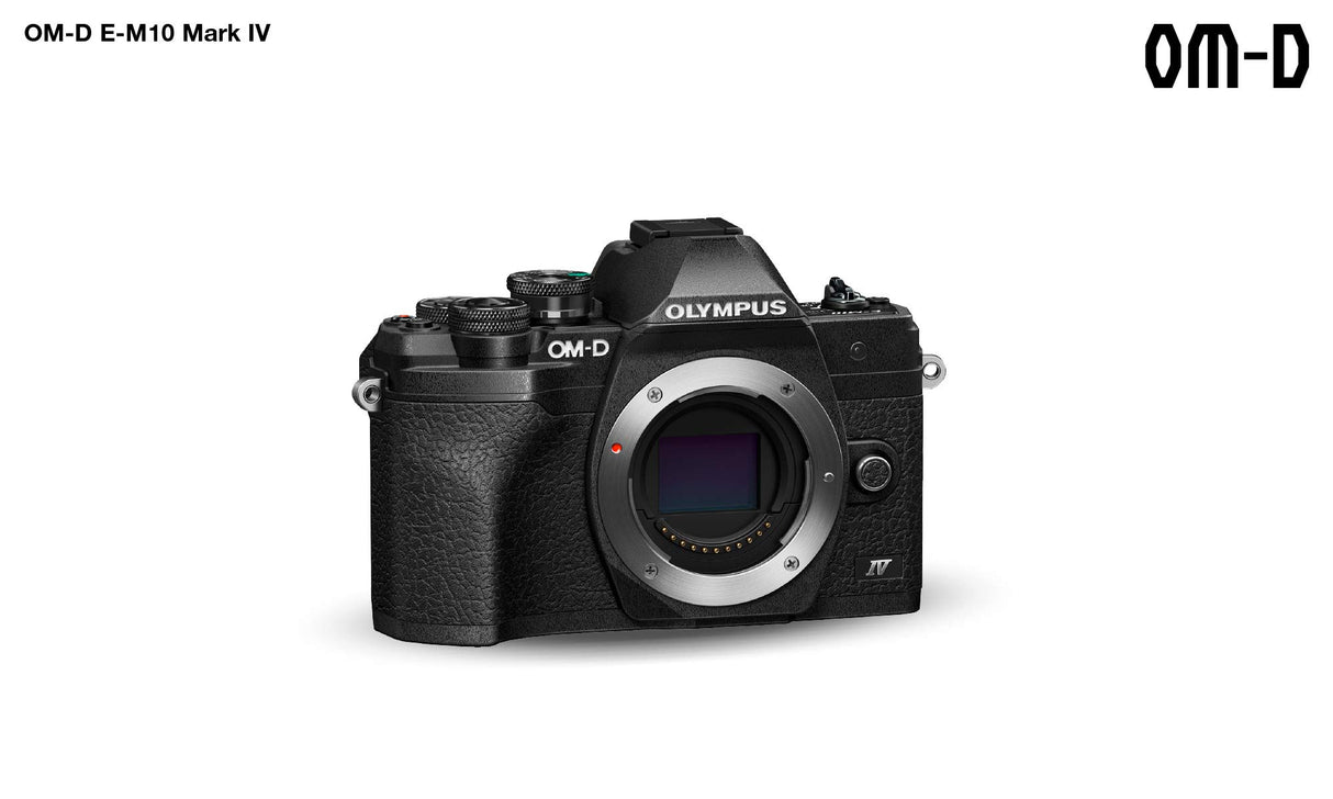 Cámara del Sistema Micro Four Thirds Olympus OM-D E-M10 Mark IV, Sensor de 20 Mpx, estabilizador de Imagen en 5 Ejes, Visor electrónico, vídeo 4K, Potente Enfoque automático, Wi-Fi, Negra