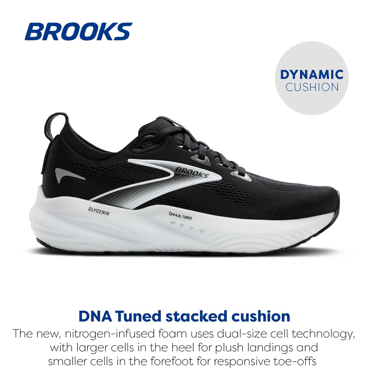 BROOKS Glycerin 22, Sneaker Mujer, Negro/Gris/Blanco, 40.5 EU