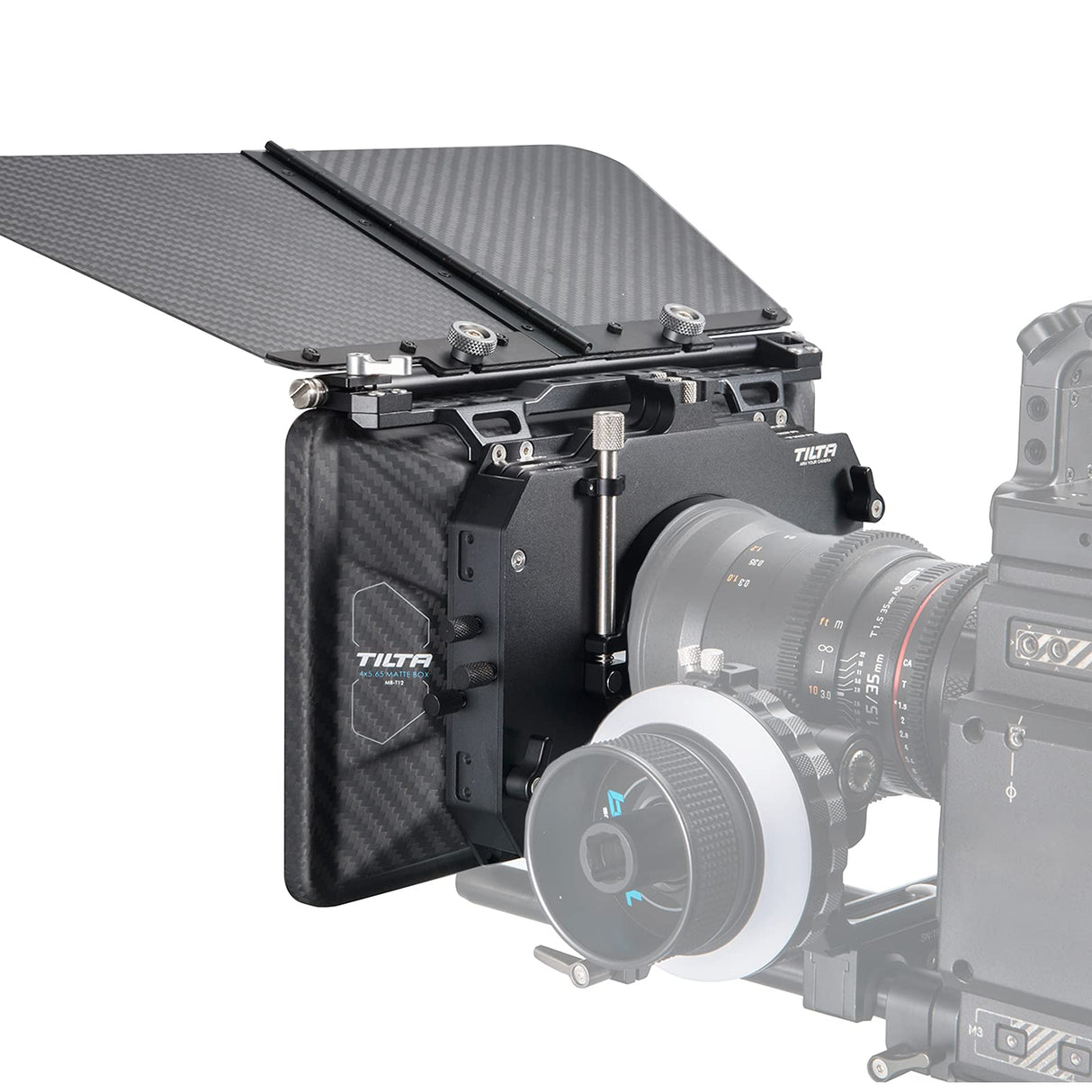 Tilta Matte Box Caja Mate para cámaras Studio Cinima, 3 Piezas de 4 x 5,65 "Marco de Filtro con 5 Anillos adaptadores de Lentes (134/114/110/95/80 mm) 5 Piezas Frontal Mate MB-T12