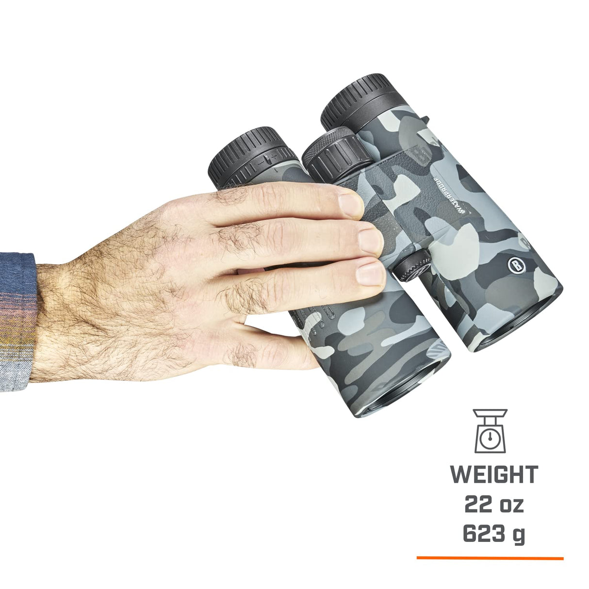 Bushnell Prismáticos Impermeables IPX7 Multiusos 10x42 con Lentes Totalmente revestidas y Armadura de Goma Duradera en Camuflaje Negro BBC1042W