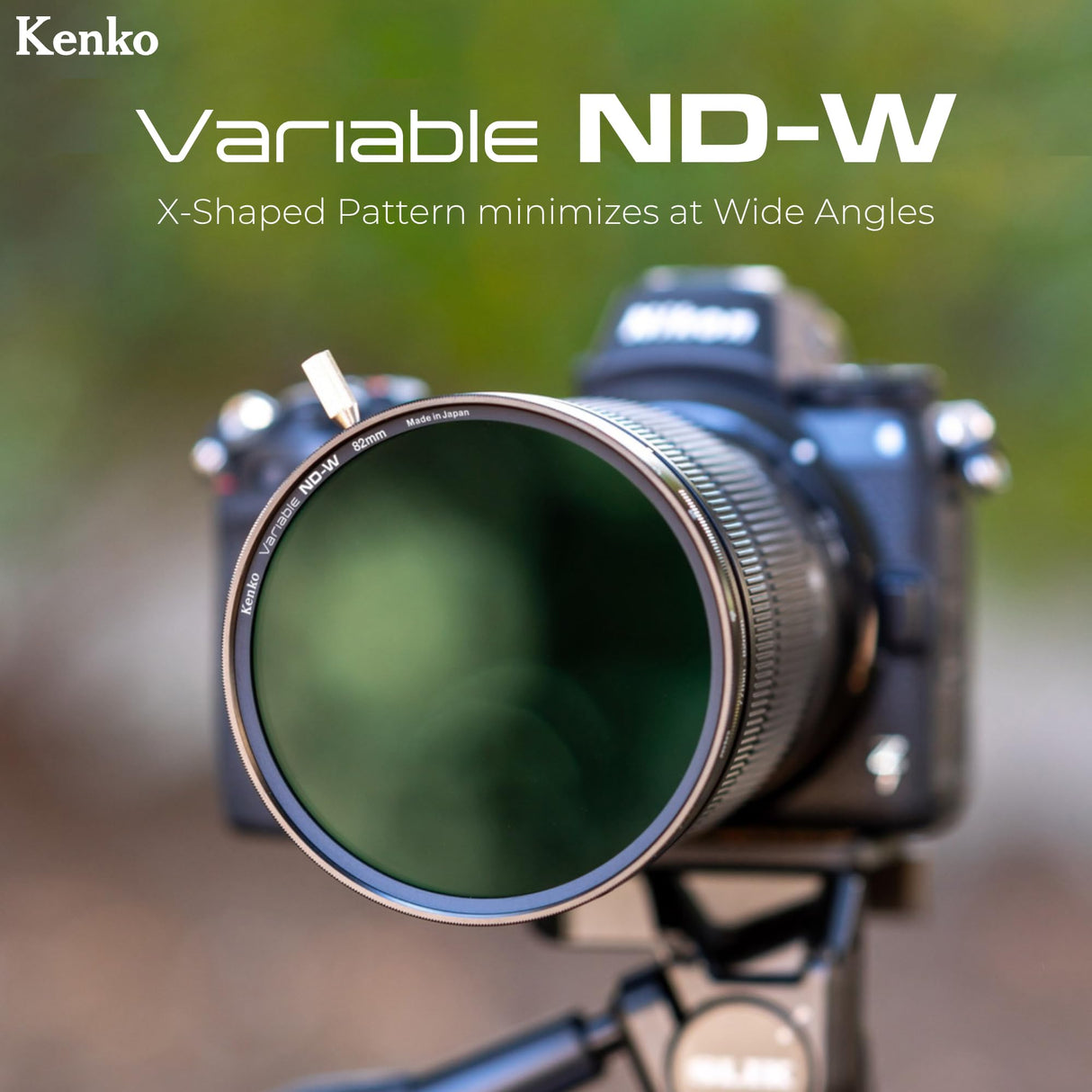 Kenko Filtro ND Variable ND-W φ77 mm, ND2.5-ND128, para Lentes Gran Angular, sin patrón en Forma de X, Alta reproducibilidad del Color, con Perilla de Ajuste, Fabricado en Japón, 377062
