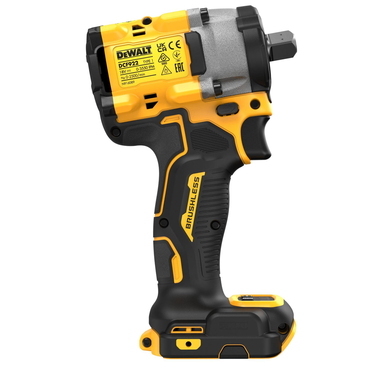 DeWalt DCF922N-XJ, Llave de impacto inalámbrica 18V, Par de apriete de 406 nm y par de afloje de 610 nm, Incluye gancho de correa metálica, No Incluye Batería y Cargador