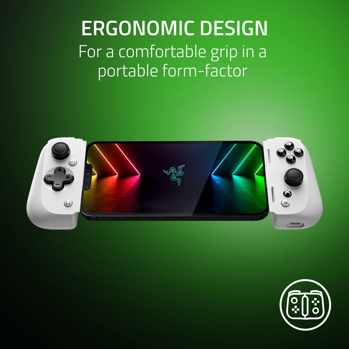 Razer Kishi V2 Mobile Gaming Controller Xbox Edition for iPhone: Console Quality Controls - Universal Fit - Stream PC & Xbox Games - Low Latency - Free Nexus App - 1 Month Xbox Game Pass Incl. - White