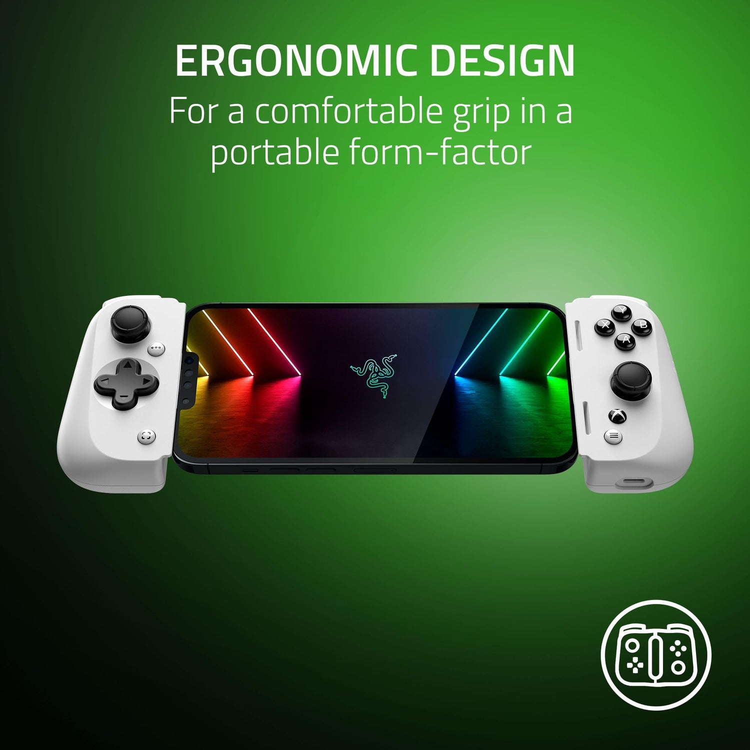 Razer Kishi V2 Mobile Gaming Controller Xbox Edition for iPhone: Console Quality Controls - Universal Fit - Stream PC & Xbox Games - Low Latency - Free Nexus App - 1 Month Xbox Game Pass Incl. - White