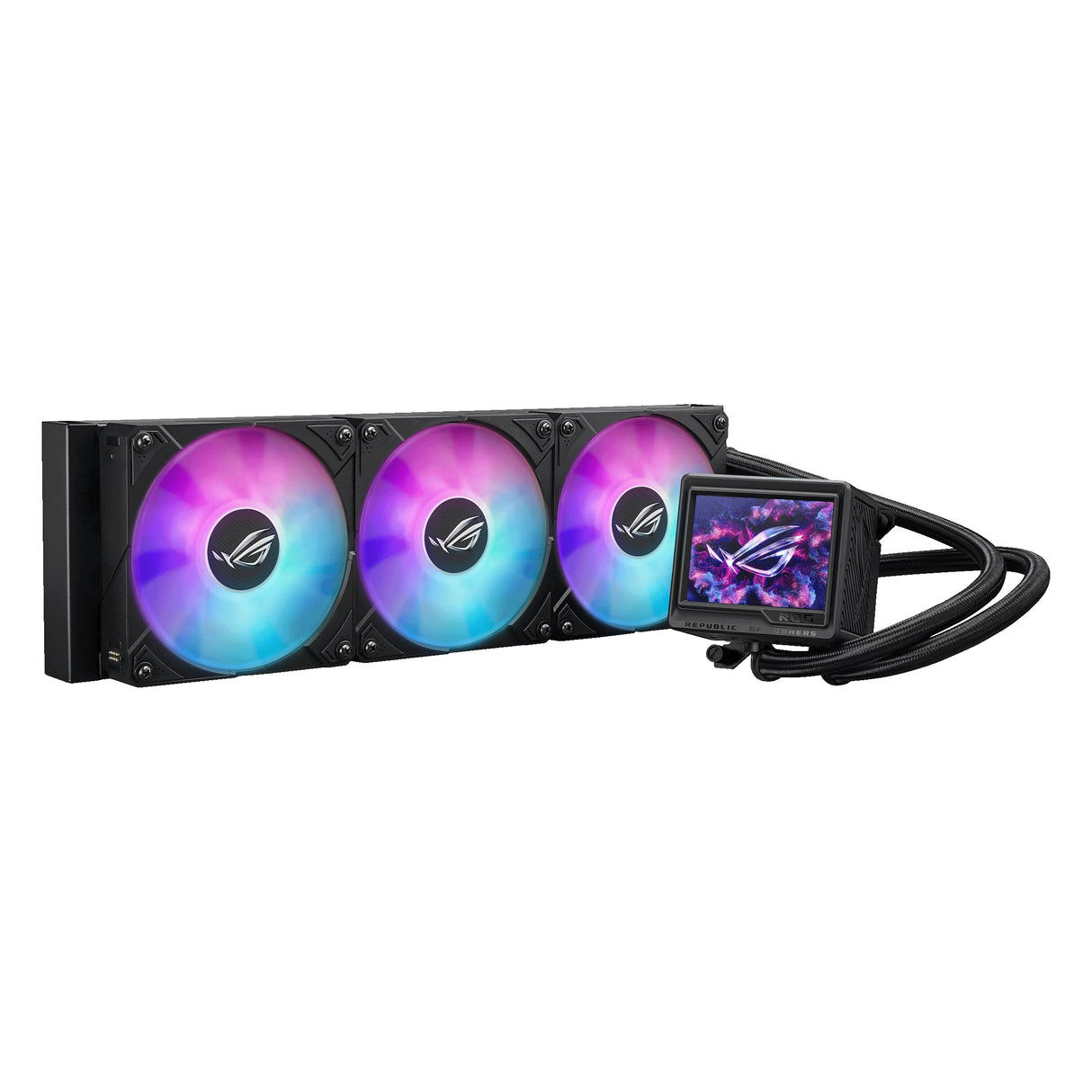 ASUS ROG Ryujin III 360 ARGB Extreme - Sistema de refrigeración AiO con Bomba Asetek Gen8 V2, Ventiladores magnéticos Reforzados, LCD de 3.5'', monitorización del Hardware y GIF Personalizados