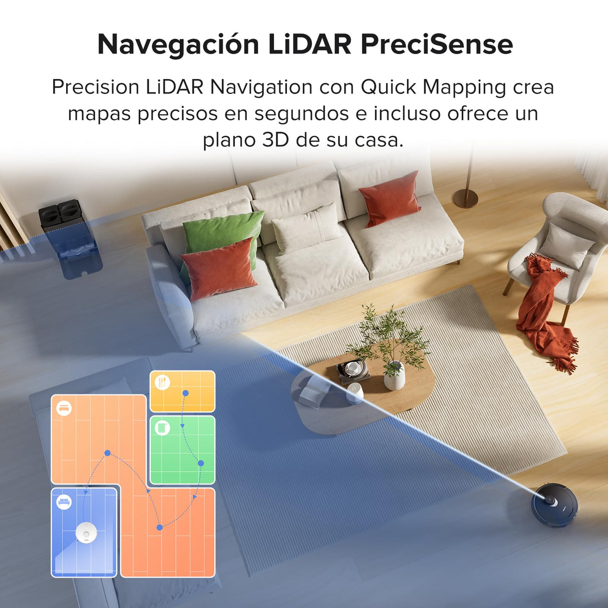 roborock Qrevo Robot Aspirador y fregasuelos, Funciones Automáticas de Vaciado, Lavado, Secado, Limpieza de la Base y Autorrellenado, Mapeo 3D, Potencia de succión de 5500 Pa Aspirador Robot