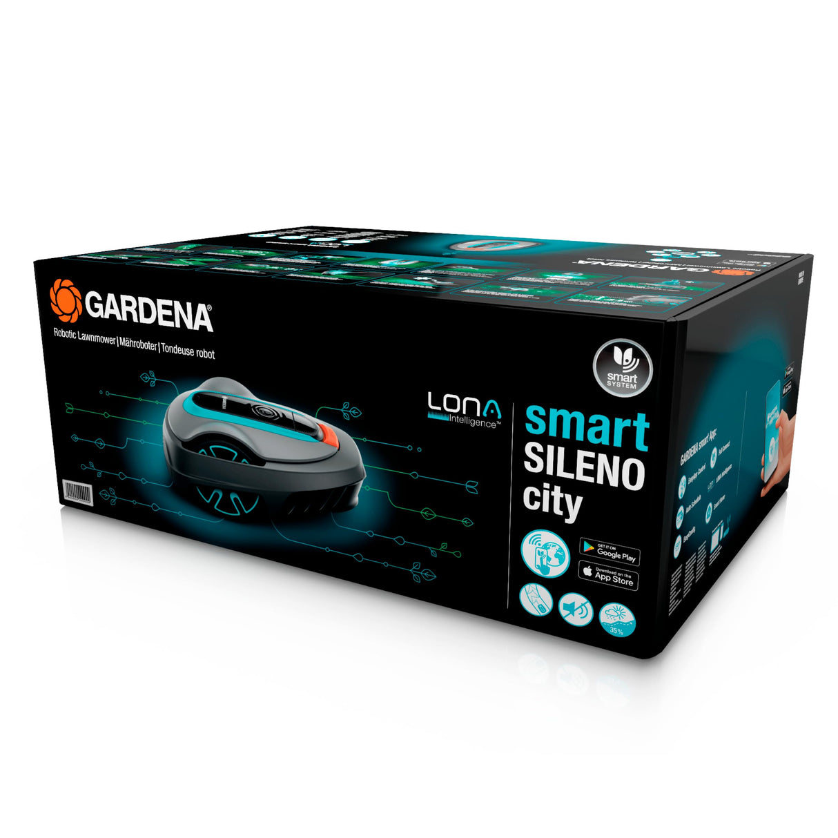 Gardena Robot cortacésped Smart SILENO City 500 m²: tecnología Lona AI, Control con aplicación, SensorControl, para Pendientes máx. 35 por ciento, Incl. Pasarela Inteligente, versión ES (19602-74)