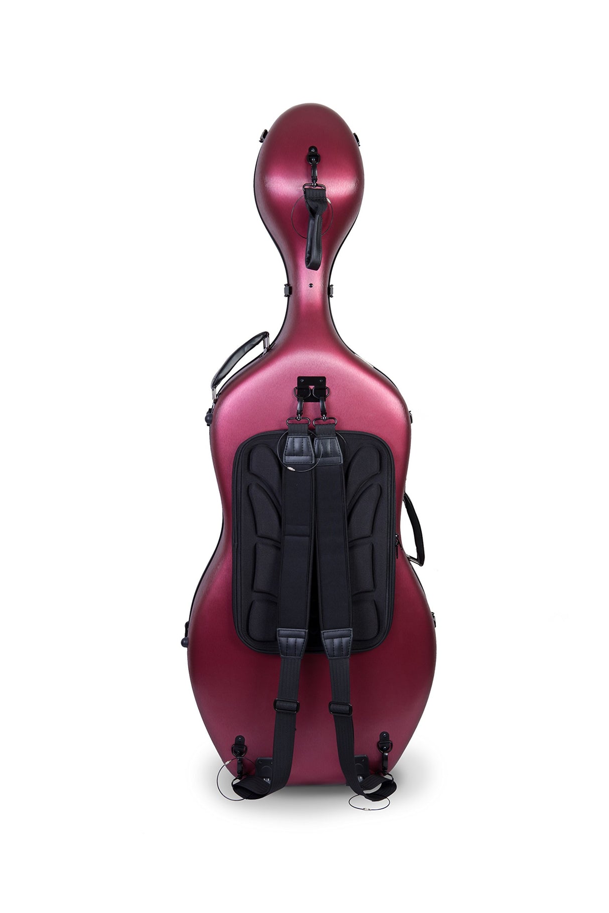 Crossrock Funda compuesta de policarbonato para violonchelo de tamaño 4/4 con mochila y ruedas en rojo (CRF102CEFRDHT) (CRF1020CEFRDHT)