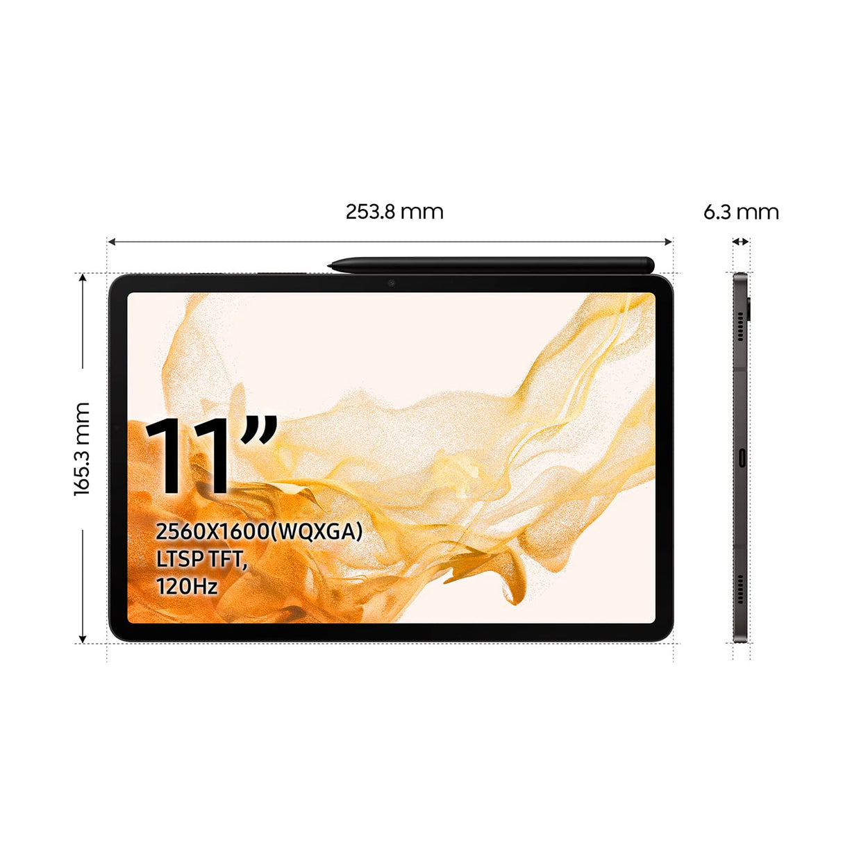 Samsung Galaxy Tab S8 con cargador – Tablet de 11" (8GB RAM, 256GB Almacenamiento, 5G, Android 12) Negra - Versión española