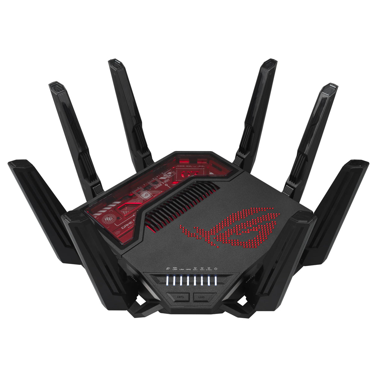 ASUS ROG Rapture GT-BE19000 - Router Gaming WiFi 7 tribanda (802.11be), 320 MHz y 4096-QAM, MLO, Dos Puertos 10G, AI WAN, Gaming Network, Aura RGB, AiMesh, Seguridad de Red, VPN, Guest Network Pro