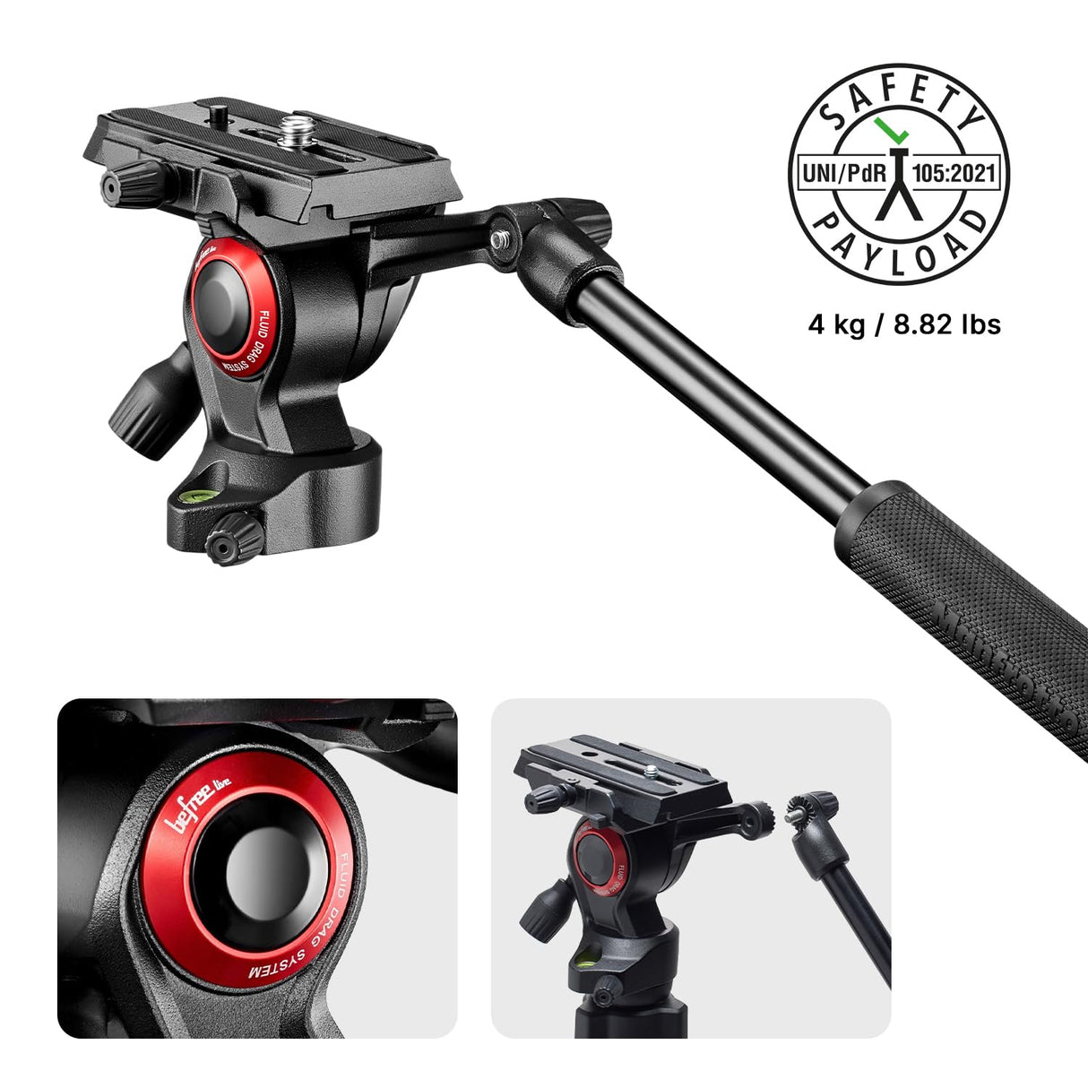 Manfrotto Befree Live Twist - Trípode de Viaje en Aluminio con Cierre de Rosca para Cámara Reflex, CSC, Cámaras Compactas - Para Contenido Creativo, Videos, Vlogging
