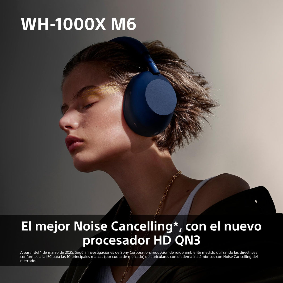 Sony WH-1000XM6 Auriculares Bluetooth inalámbricos con Noise Cancelling, Sonido de Alta resolución, cómodos, diseño Plegable, Estuche Resistente, 30 Horas de batería, iOS y Android - Azul Medianoche