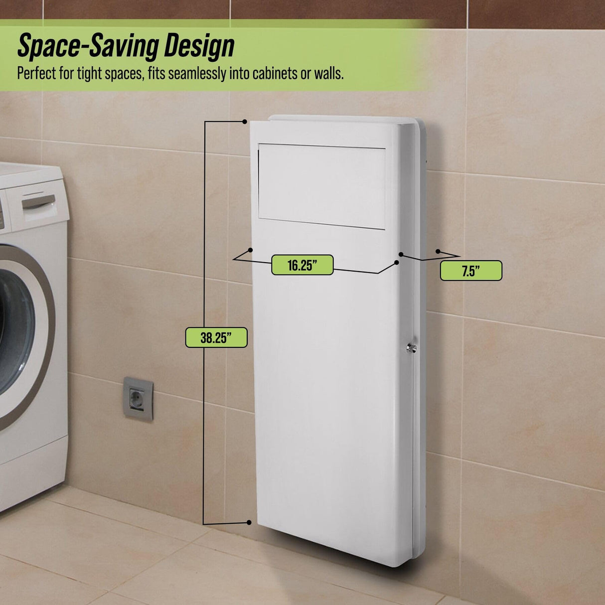 AdirHome Cesta de lavandería integrada, cesta de ropa con tapa, cesta de lavandería de pared, gran solución de ahorro de espacio para baños remodelados, cocina, color blanco