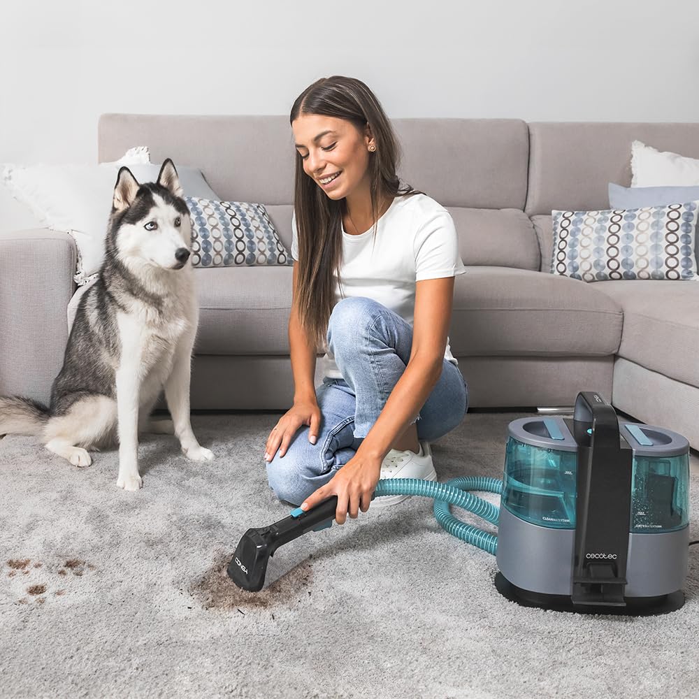 Cecotec Limpiador Aspirador de Tapicerías y Alfombras con Cable Conga 4000 Carpet&Spot Clean XL Advance. 600W, 14kPa, 2 Depósitos: Agua Limpia y Sucia, Pulverizador, Accesorio Ventanas y 3 Boquillas