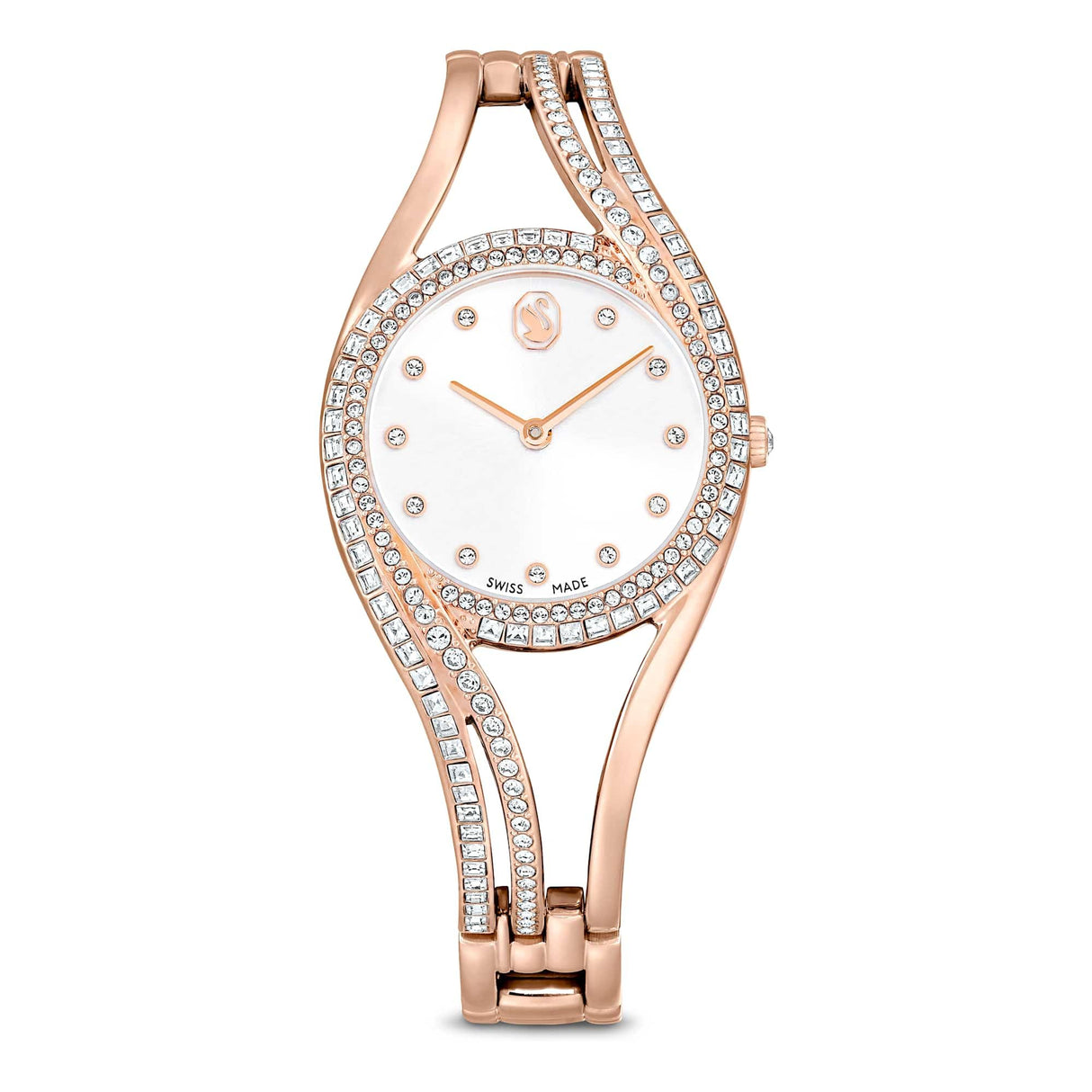 Swarovski Reloj con Brazalete Hyperbola, Fabricado en Suiza, Tono Oro Rosa, Acabado Tono Oro Rosa