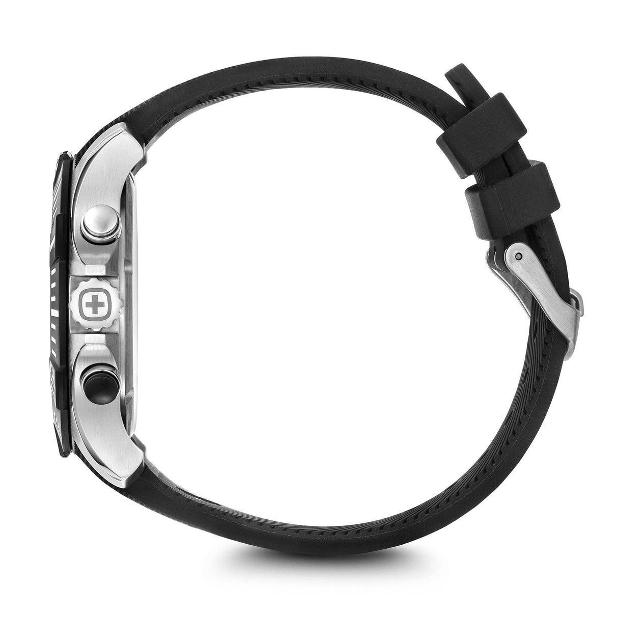 Wenger Relojes Hombre Seaforce Cronografo Ø 43mm, Suizos, Cuarzo, Impermeable 200m, Silicona Pulsera, Negro/Blanco, 01.0643.118