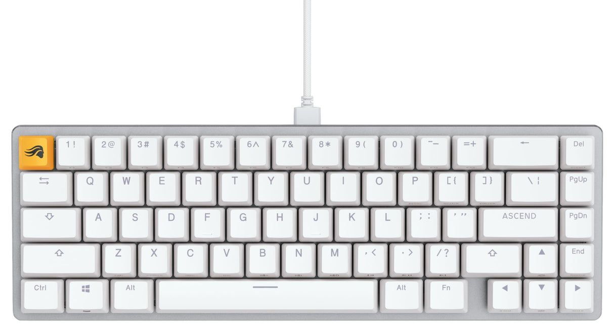 Glorious Gaming GMMK 2 Compact 65% - Teclado gaming mecánico, compacto TKL 65%, carcasa de aluminio, personalizable, keycaps dobles, switches Fox, RGB, distribuciones QWERTY estadounidense - Blanco