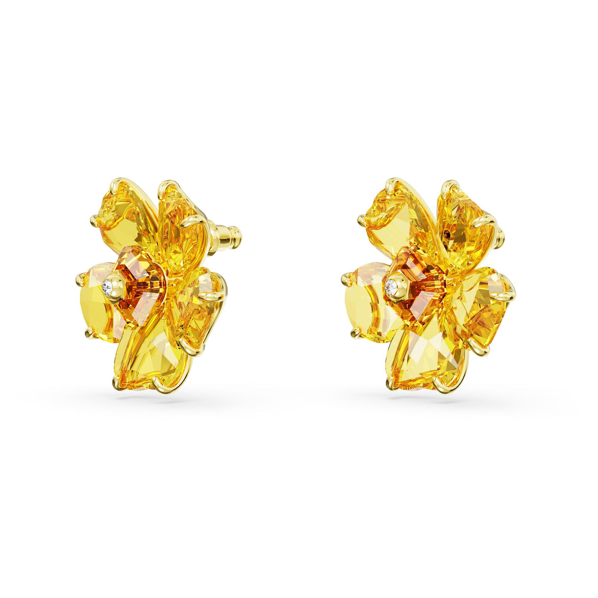 Swarovski Pendientes de Botón Florere, Cristales Amarillo en Forma de Flor, Baño tono oro, de la Colección Florere de Swarovski