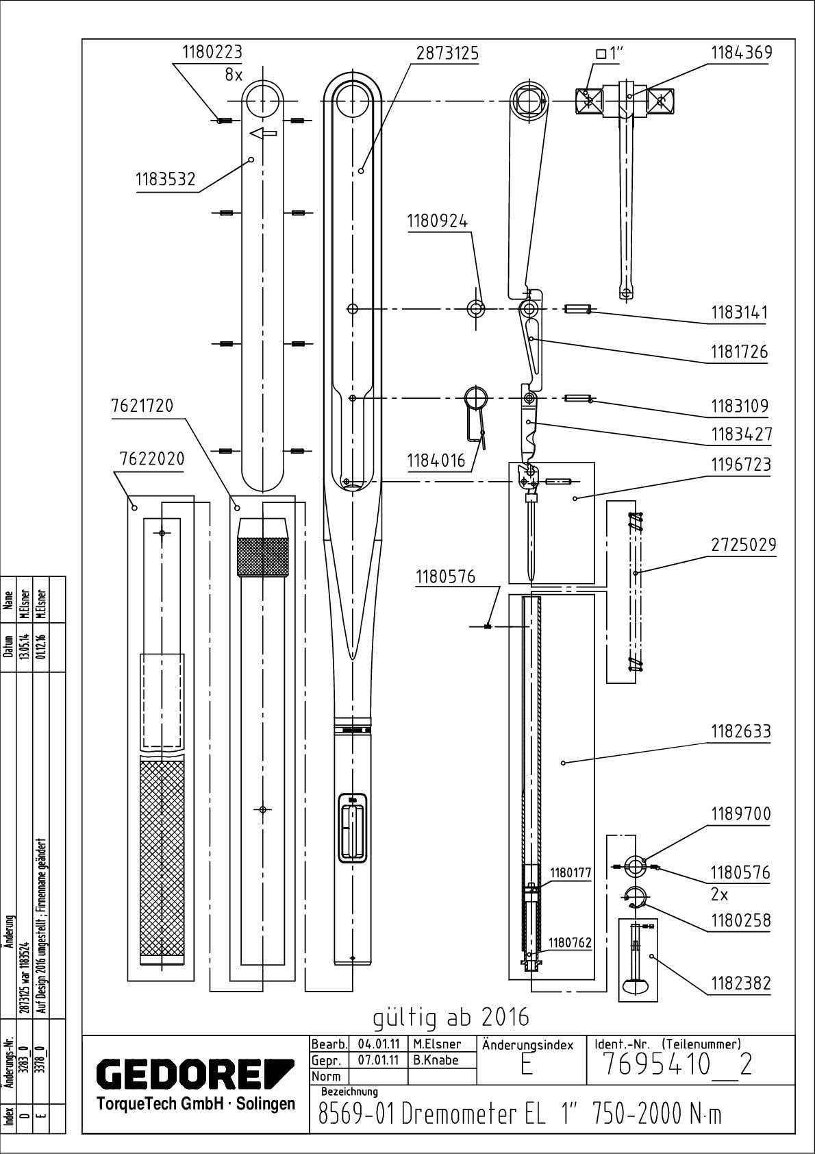 Gedore 8569-01 - Llave dinamométrica DREMOMETER EL 1" 750-2000 Nm